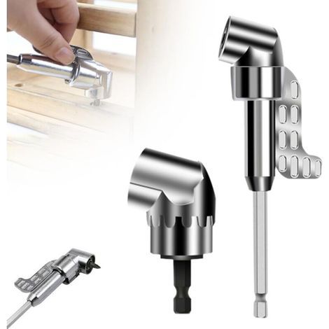 105° Perceuse D'angle Droite Adaptateur Visseuse D'angle Renvoi d'Angle Visseuse Porte-embout d'angle Multifonctionnel avec Porteembout Magnétique 1/4", pour Perçage d'espaces Etroits(court + (1/5)