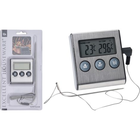 Thermomètre digital bigbuy-bbq bbq classics écran LCD sonde 105 cm (1/3)