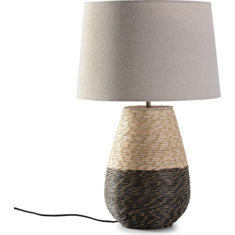 Lámpara de mesa Botan de ratán natural, diámetro 40,5 cm