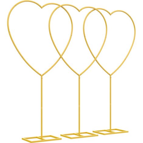 3 Stück dekorativer Bogen in Herzform – gewölbter Hintergrundständer – Metallrahmen – stabile Basis – Anti-Rost-Beschichtung – Gold (1/4)