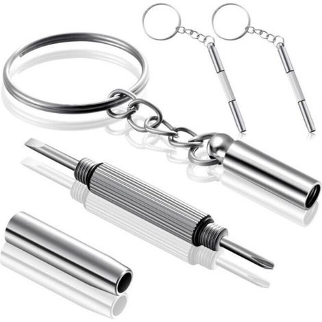 Eyeglass Screwdriver Keychain, Portable Screwdriver, 3 in 1 Wrench, Eyeglass Screwdriver, Eyeglass Repair Kit, Small Mini Stainless Steel Keychain, Hand Tool (1/5)
