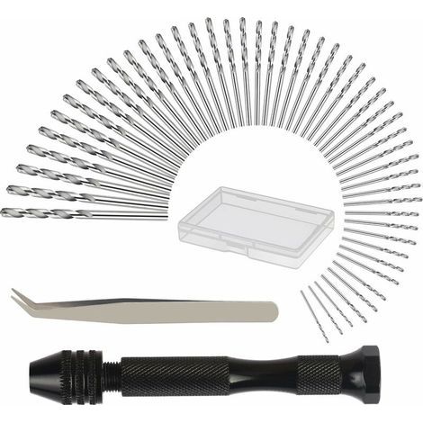 Perceuse à Main Hand Drill Avec 48 Pcs Mini Foret Fraise Twist (0.6-3mm) Perceuse Manuelle Outils Pour Bricolage Forage (1/4)