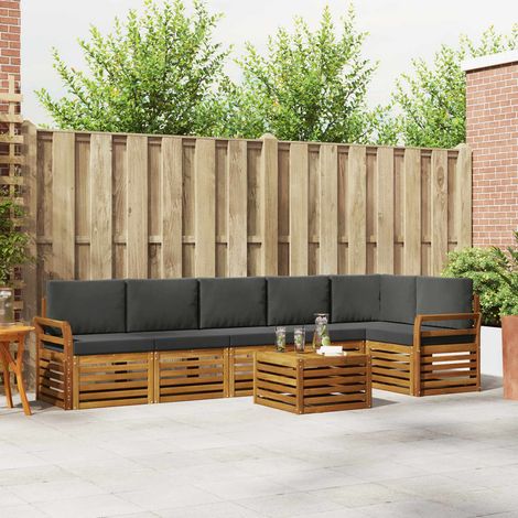 Ecksofa Set 7 pcs Natur und Anthrazit Massivholz Akazie (1/5)