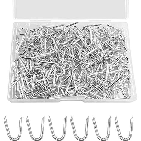 200 pièces Agrafes en U pour treillis galvanisé, 20 mm, avec boîte en plastique, agrafes de clôture robustes pour jardin (180 g)