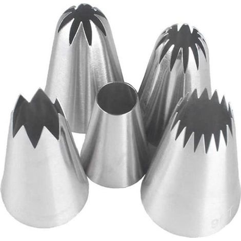 Pommee (1 Jeu de 5 Grand Douilles Pâtisserie en Acier Inoxydable DIY Kits Décoration de Gâteaux (1/4)