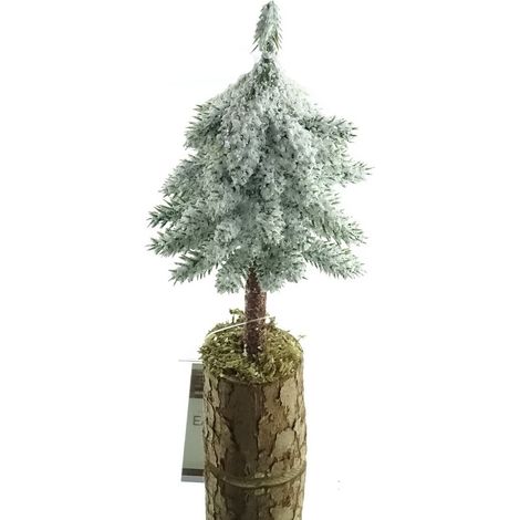 Kaemingk – Mini sapin de Noël décoratif – Vert moucheté de blanc, Ø 7 x H 21 cm