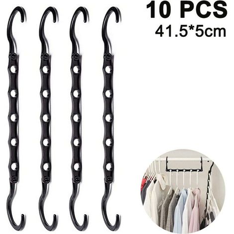 10-piece magic space-saving hangers, smart closet organizer hangers with sturdy plastic for heavy clothes, black (1/4)