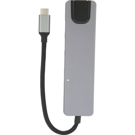 1 x Station d'accueil multimédia Divers accessoire de portail, 6 ports, aluminium, USB 3.0, HDMI 4K, RJ45 100 Mbps, PD 87 W (1/5)