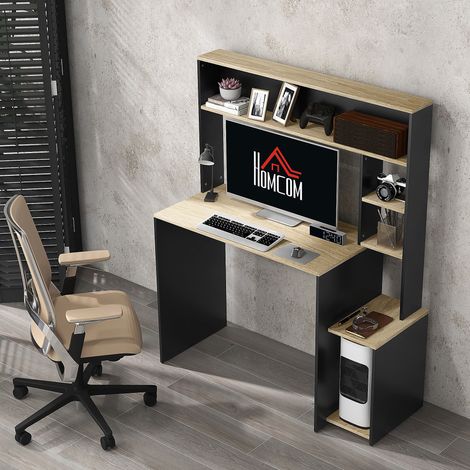 Bureau multi-rangements avec étagères. support pour unité centrale. grand bureau. 114L x 45l x 138H cm