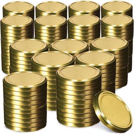 KADAX Schraubdeckel fi100 mm, aus Metall, für Einmachgläser, 200 Stück, Gold
