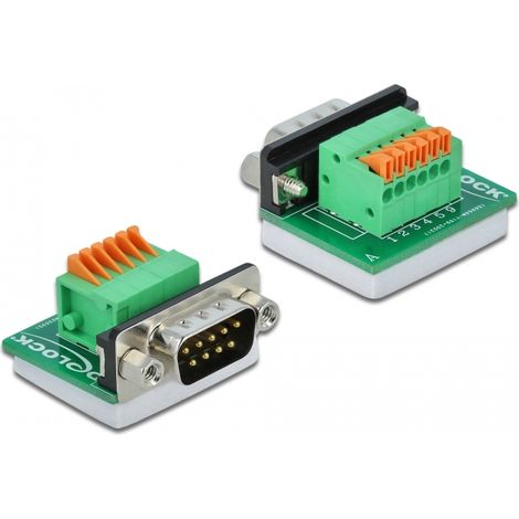 Delock Adaptador D-Sub9 macho a bloque de terminales con pulsador horizontal
