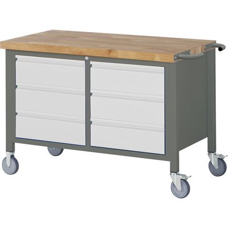 STIER Fahrbare Werkbank Premium mit 6 Schubladen BxTxH 1250x700x880 mm (1/5)