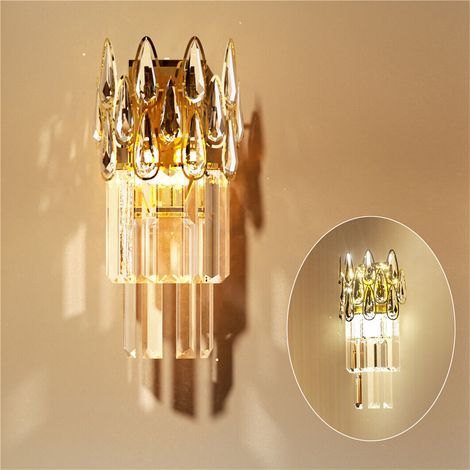 E14 Applique Murale Cristal Brillante Lampe Murale Doré Exquis Modern Tricolore Pour Salon Chambre Chevet Entrée Escalier Décoration Applique Luxueuse Art