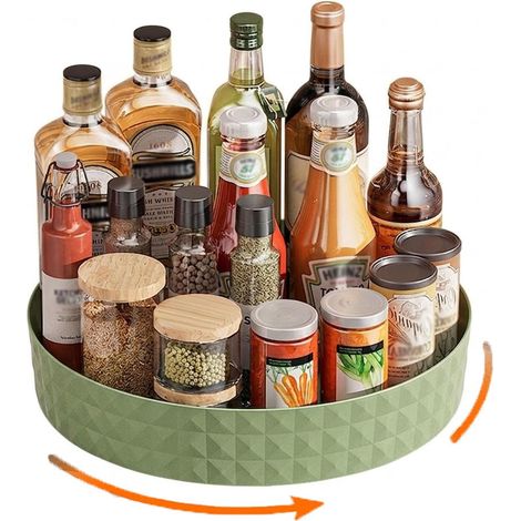 1 x 360° Rotating Tray, 22.5 cm, Fridge Turntable, Kitchen Bath, for Spices, Bottles, Cosmetics, Snacks (1/5)