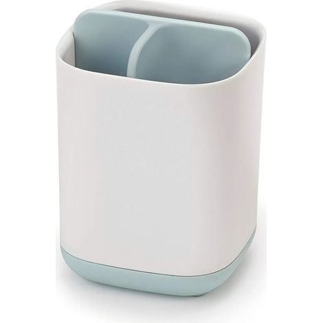 Porte-brosse à dents Raylang Easy-Store, plastique résistant, blanc et bleu ciel, dimensions 13,2 x 9,4 x 9,4 cm, rangement pratique pour salle de bain. (1/5)