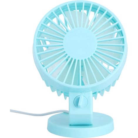 Tragbarer, kleiner Tischventilator mit USB-Anschluss, extrem leise, um 45 Grad verstellbar, geeignet für Homeoffice/Schreibtisch, Blau (1/5)