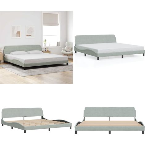 Bettgestell ohne Matratze Hellgrau 200x200 cm Samt - Samt Bettgestell - Doppelbett - Boxspringbett - Himmelbett - Modernes Bett - Home & Living (1/5)