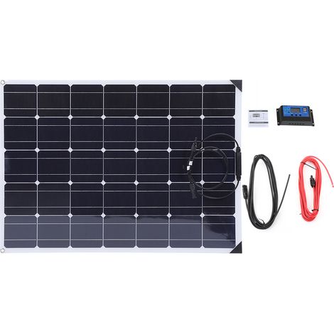 SJLERST Panneau solaire Flexible 150W, contrôleur solaire 20A, câble d'extension de 10M pour camping-car et bateau (1/5)