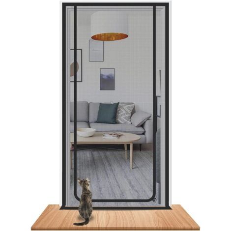 1 Katzennetz-Fliegengittertür, verstärktes Netzgewebe, werkzeuglose Montage, Wohnzimmer, Schlafzimmer, Küche, 90 x 210 cm
