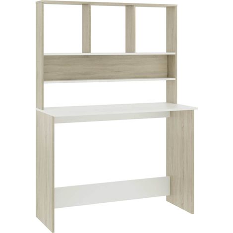 Maison Exclusive - Schreibtisch mit Regalen Weiß Sonoma-Eiche 110 (1/5)