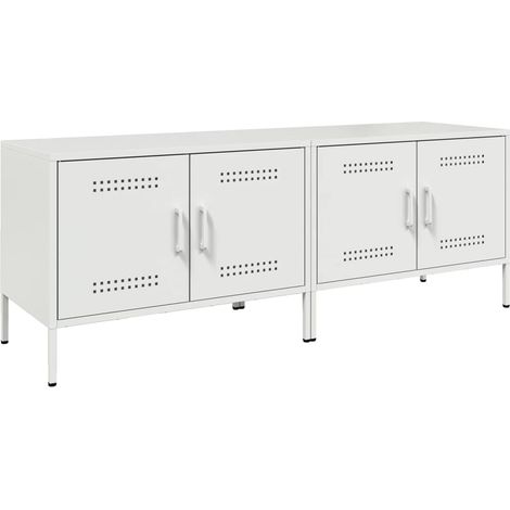 Mobile TV multimediale scaffale per televisione televisore buffet sala da pranzo soggiorno camera da letto 2 pezzi 68 x 39 x 50,5 cm acciaio bianco 020028544