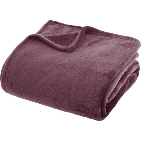 Plaid en Flanelle Uni "Ollis" 180x230cm Violet (1/4)