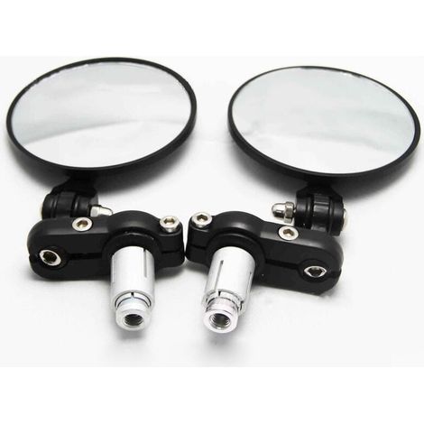 Noir Ronds Moto Rétroviseur Latéral 7/8 "20mm Poignée Miroirs de fin de Barre Pour Croiseur Scooter Chopper-LIAIKI (1/4)