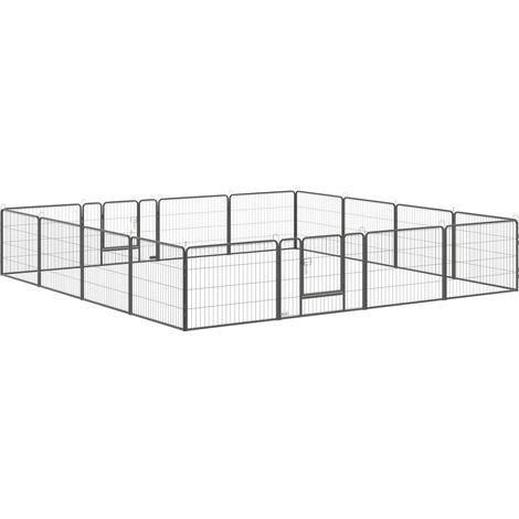 Parc pour chiots, 60 cm de hauteur, 16 compartiments, barrière de sécurité, personnalisable, avec 2 portes, acier Ce pro
