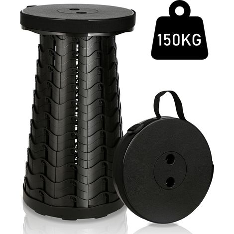 Randaco Tabouret télescopique Tabouret de Camping Siege Pliant Portable Tabouret Retractable Camping Tabouret Retractable 45x26CM Noir