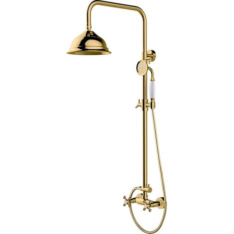 Conjunto de ducha de superficie Besco retro dorado (1/3)