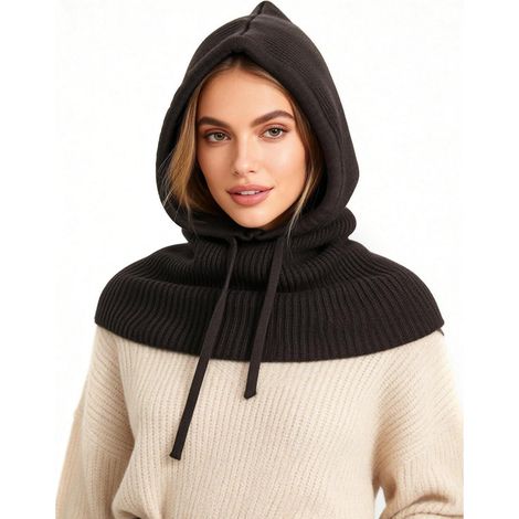 2-in-1 Sturmhaube mit Kapuzenschal, winddicht, warm, für Damen und Herren, Dunkelgrau (1/5)