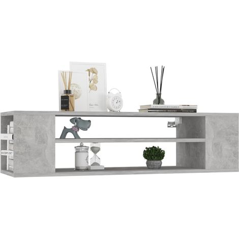 Meuble TV suspendu Gris béton 100x30x26,5 cm (1/5)