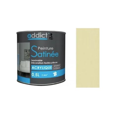 Pittura acrilica multisubstrato per interni, Avorio satinato, 0,5 litri.