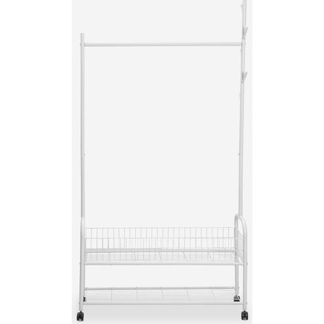 Appendiabiti con ruote carrello stand attaccapanni in metallo Lamy - Bianco