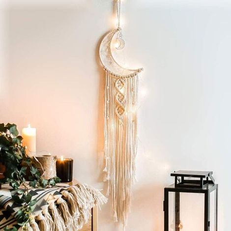 Fait à la main Dream Catcher Moon Dreamcatcher Boho Tapisserie Décoration pour Mariage Maison Chambre Cadeau-Fei Yu (1/5)