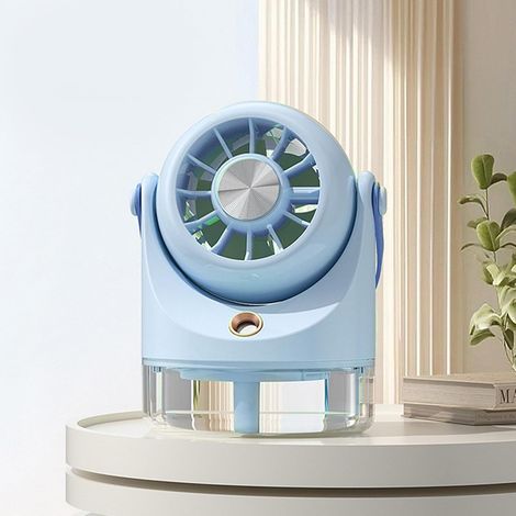 Mini-Ventilateur Bureau - Rafraîchissement estival - Brumisation USB vitesses réglables - Intérieur extérieur - Bleu clair (1/3)