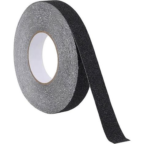 Nastro antisdrucciolo Nero per gradini mis. 25 mm x 18 metri - Rotolo adesivo antiscivolo facilmente ritagliabile (1/4)
