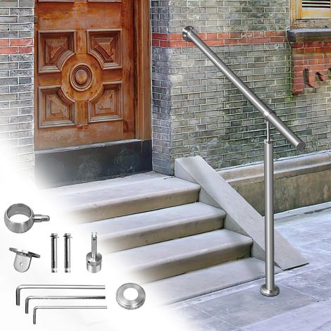 Jiubiaz Barandilla para escalera de acero inoxidable 180 x 90 cm, plateada, de pared