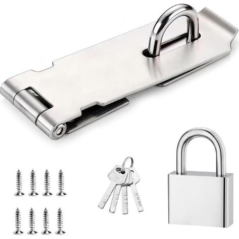 Cadenas à moraillon en acier inoxydable 4 pouces, antirouille et durable, pour portes et armoires