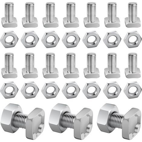 Boulons et écrous de serre 100Pack. boulons et écrous à tête carrée en aluminium. pièces de kit de réparation pour la fixation de serre et de jardin (1/5)