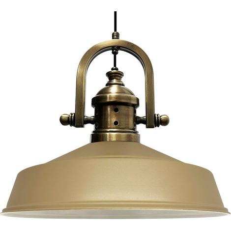 Handbemalte Industrielle Hängeleuchte aus Beige Metall – Vintage-Kronleuchter E27 Ø41 cm für Wohnzimmer, Schlafzimmer Oder Esszimmer (1/5)