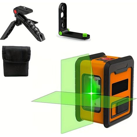 Niveau à bulle infrarouge portable mini, à lumière verte, à 2 lignes, de haute précision et à forte puissance lumineuse. (1/5)