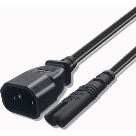 Câble d'alimentation IEC320 C14 vers IEC320 C7, adaptateur, rallonge électrique de 2 m (1/5)