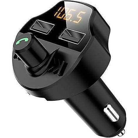 transmetteur Fm Bluetooth (noir), Kit De Voiture Adaptateur D'autoradio Sans Fil Avec Deux Ports Usb, Affichage Led De La Tension De La Voiture, L (1/5)