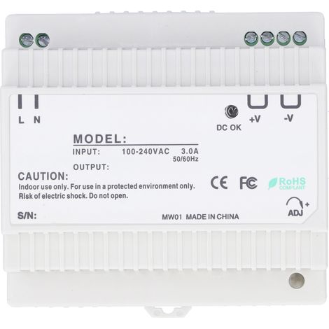 Alimentation à découpage rail DIN série DR réglable 24V 100W pour équipements LED basse tension (1/5)