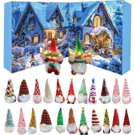 Calendrier De L'Avent Décompte Figurines Gnome À Collectionner  Calendrier de l'Avent 24 Jours pour chaussettes de Noël, fêtes de fin d'année, objet décoratif et décoration de (1/5)