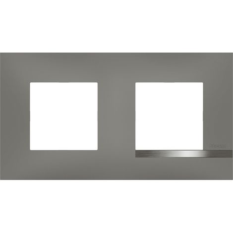 Bticino - Plaque Altège Mezzo 2 postes Note irisée - Effet aluminium et liseré alu brillant (1/5)