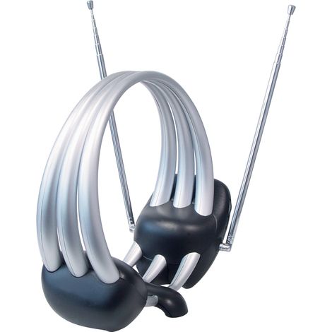 Transmedia fz20l – Antena de televisión con Amplificador (UHF/VHF + 15/+ 15 dB, 12 V/230 V/50 Hz, Incluye Cargador de Red)