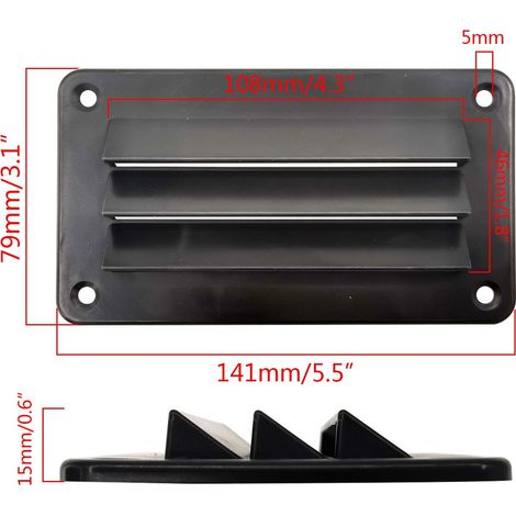 Marine Nylon Ventilation Panel/Ventilation Flange, 14179mm, Louvered Ventilation Window, Marine and Yacht Hardware Accessories - Black - 10846 (1/4)