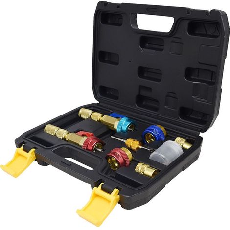 Kit outil valve core R134A R1234YF – alliage cuivre aluminium – réparation haute/basse pression – pour AC (1/5)